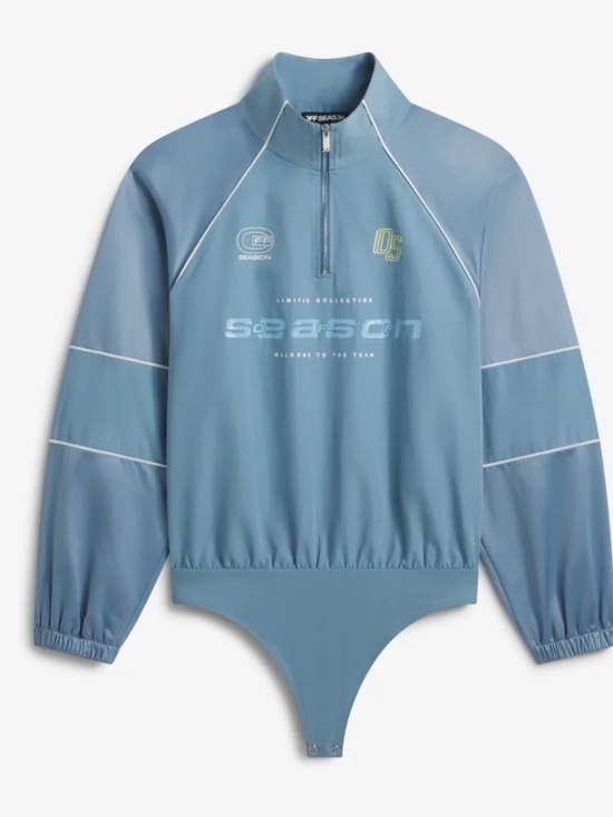 Off Season Tops - NWT Women's Blue Quarter-Zip Windbreaker Bodysuit